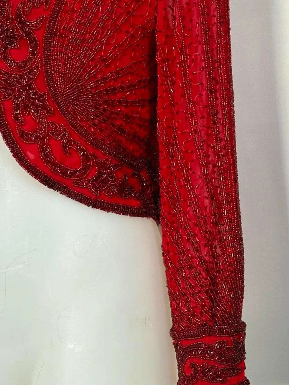Gagni Designs vintage red full beaded jacket. - Picture 4 of 8